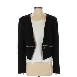 Black Zipper Accent Blazer